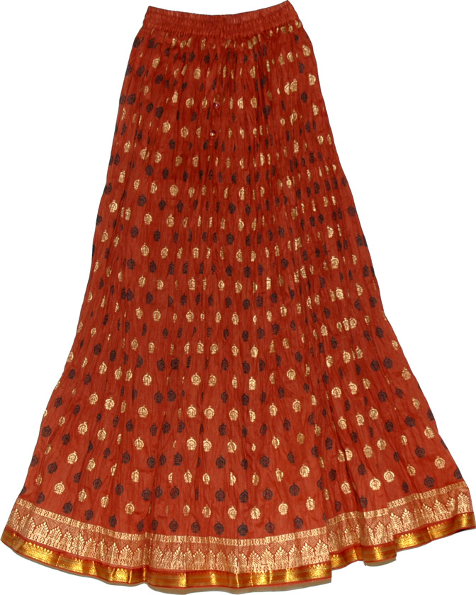 Long ethnic cotton skirt, Cotton Crinkle Long Skirt 