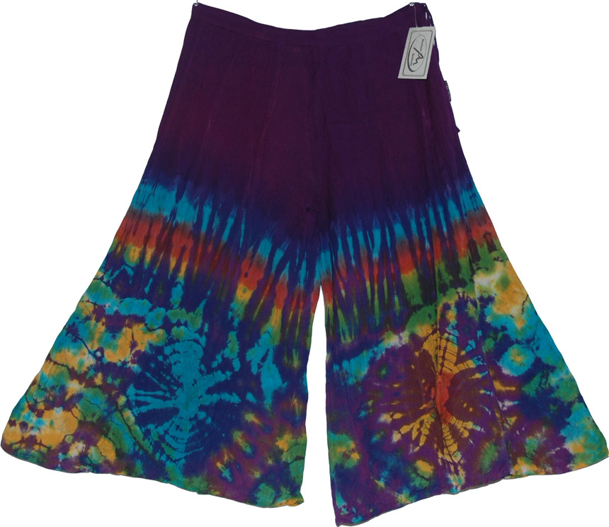 Cotton skirt like pants, Tie Dye Cotton Gaucho Pants
