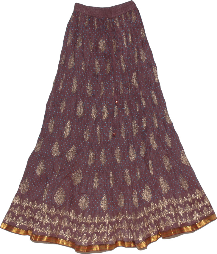 Crinkle Long Skirt, Russett Long Skirt in Cotton Crinkle