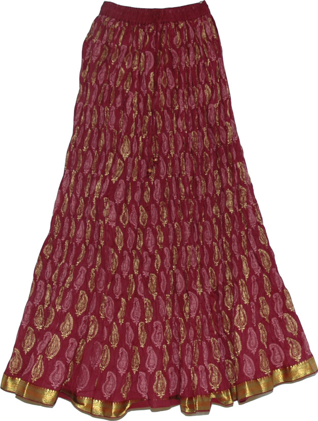 Dark Pink Purple Skirt For Spring, Stiletto Ethnic Skirt