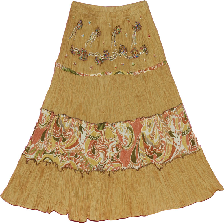 Cotton Sequined  Short Skirt, Driftwood Sequined Short Skirt
