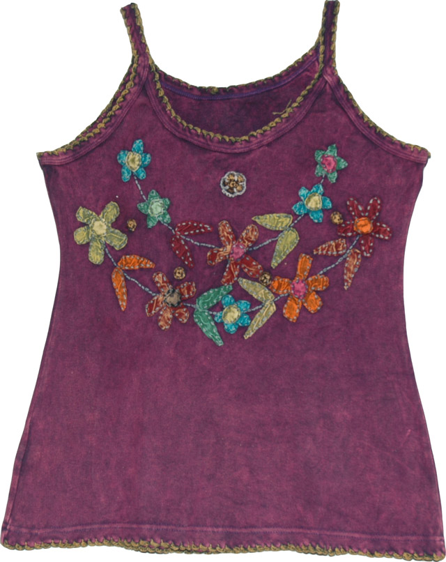 Strappy summer floral top, Finn Summer Top With Applique
