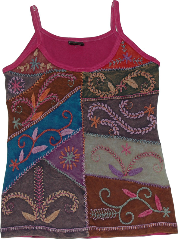Embroidered Fashion Top, Claret Embroidered Summer Top
