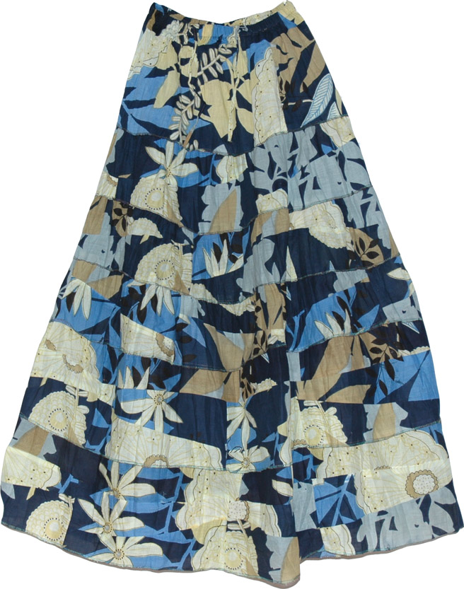 Floral Cotton Summer Skirt, Bohemian Floral Cotton Long Skirt