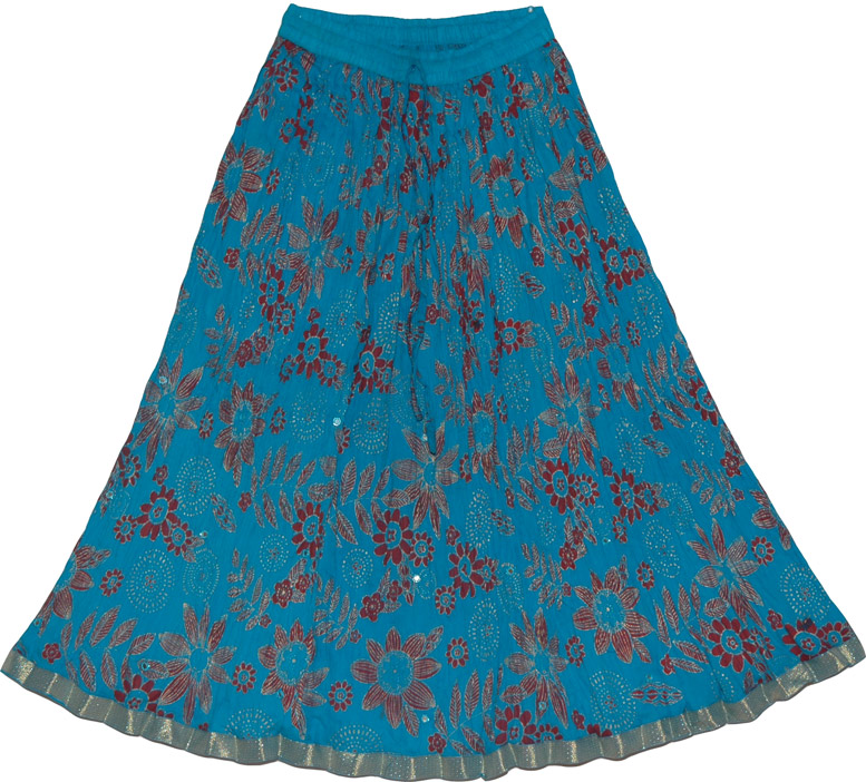 Summer Short Skirt in Bondi Blue , Bondi Blue Short Crinkle Skirt