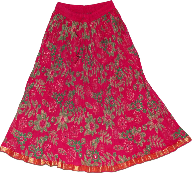 Summer Short Skirt in Crimson, Crimson Short Crinkle Skirt