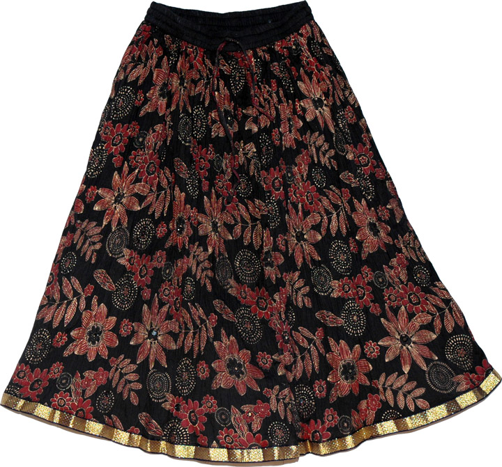 Floral Short Skirt in Black, Short Black Floral Skirt