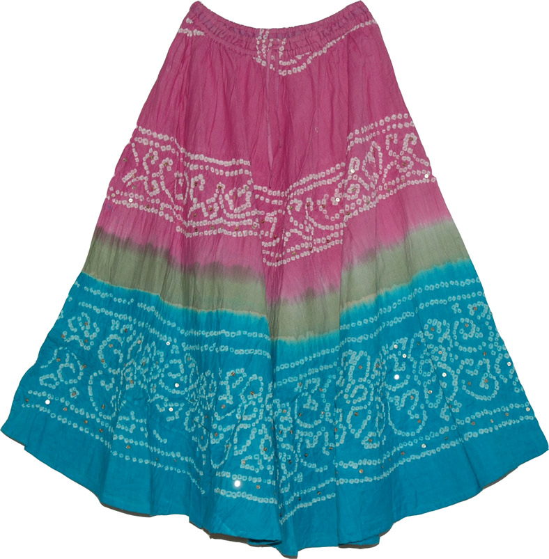 Tie dye indian long skirt with silver sequins, Night Shadz Summer Long Skirt