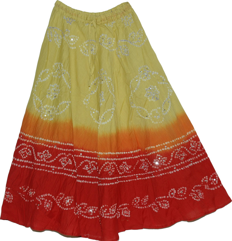 Tie dye skirt summer long skirt  with sequins, Cotton Summer Skirt with Sequin