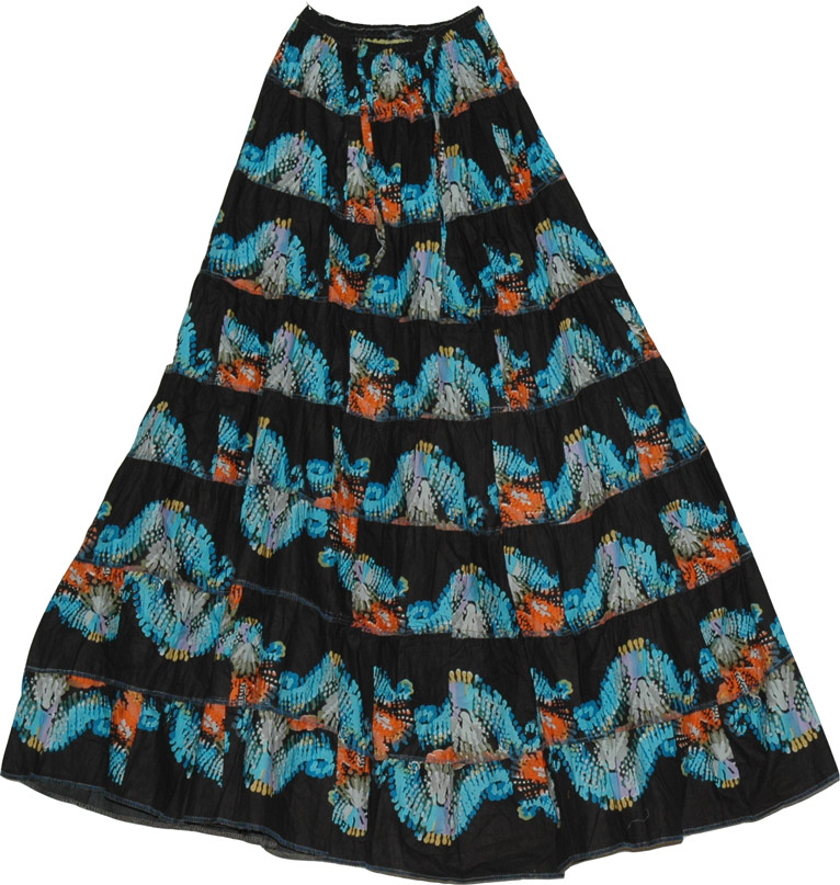 Peasant Summer Long Skirt, Bohemian Hippie Cotton Long Skirt