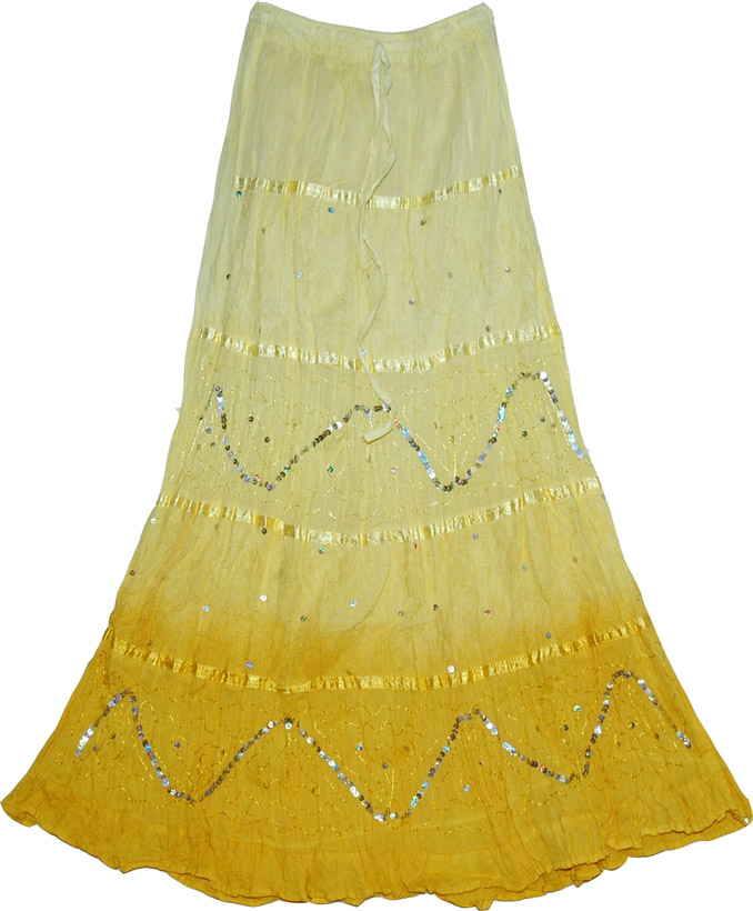 Golden Sand Sequin Long Skirt