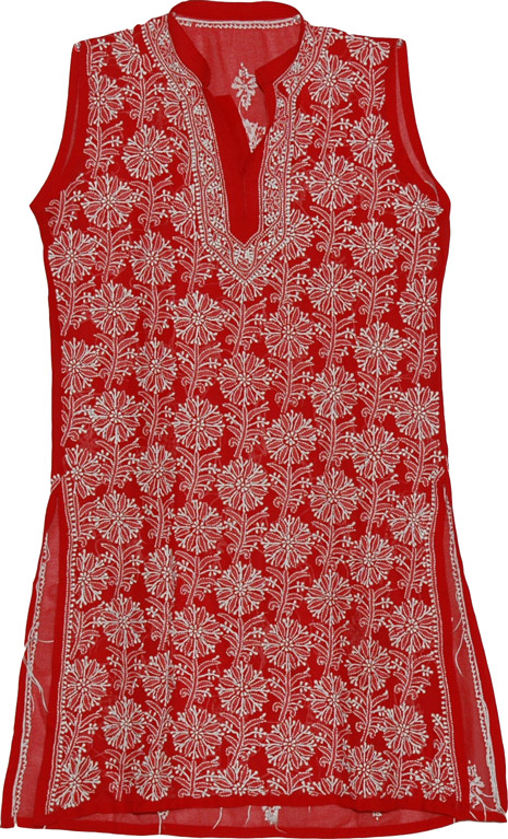 Womens Tunic Shirt in Red, Alizarin Crimson Ladies Tunic Shirt