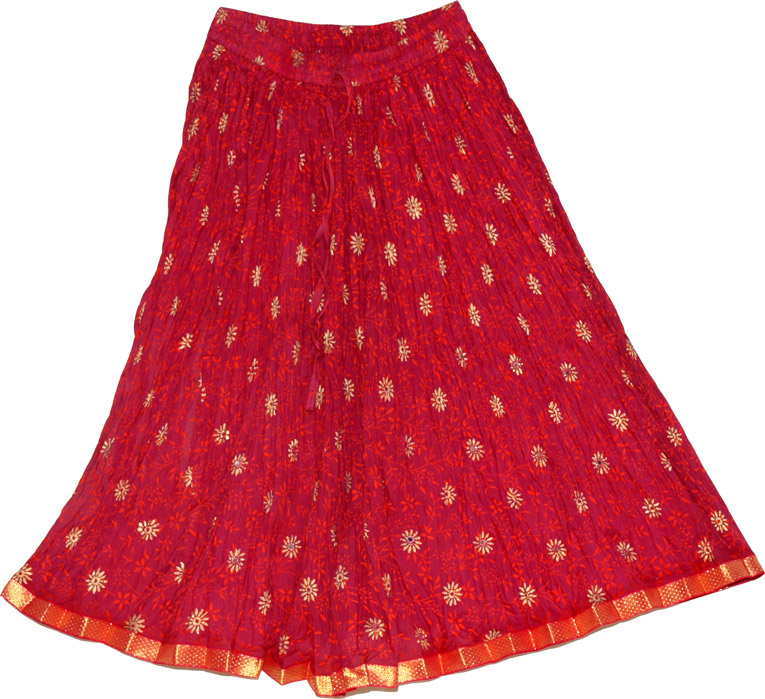 Flushed Summer Short Skirt, Maroon Flush Short Crinkle Skirt