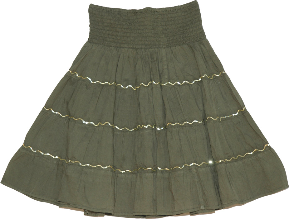 Tiered Dancing Skirt, Siam Sequined Short Skirt