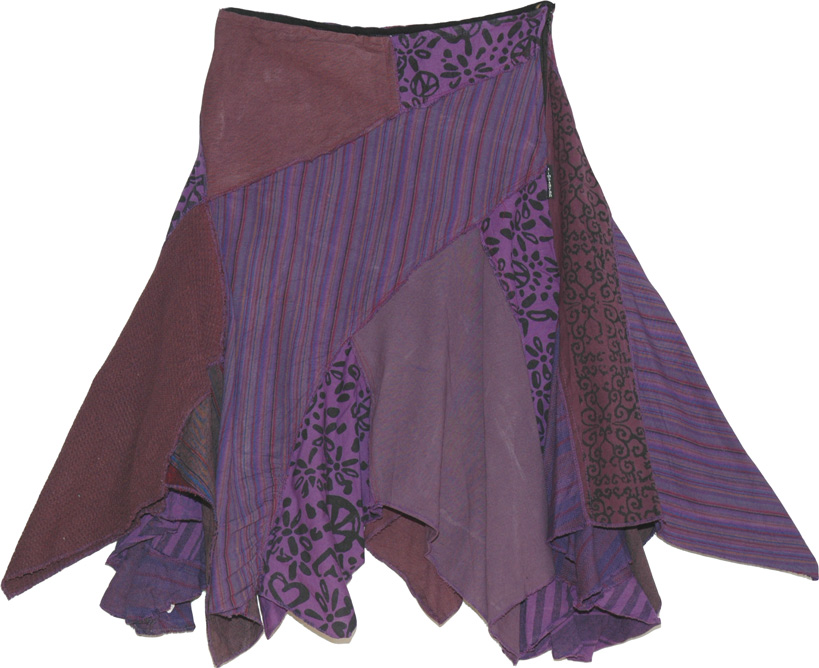 Village Bohemian Skirt in Eggplant, Eggplant Fringed Winter Skirt