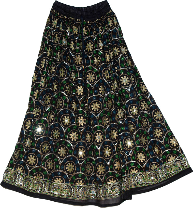 Party Traditional Evening Long Skirt with Sparkling Sequins, Dancing Long Sequin Skirt