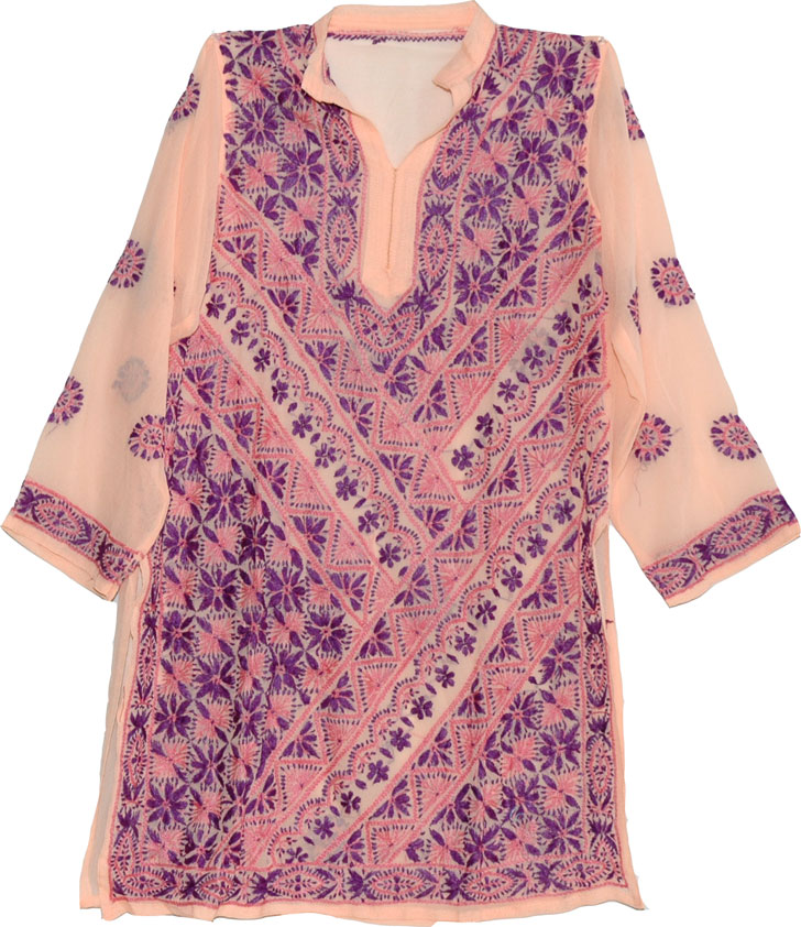 Womens Tunic Shirt in Peachy Pink, Rose Bud Summer Tunic 