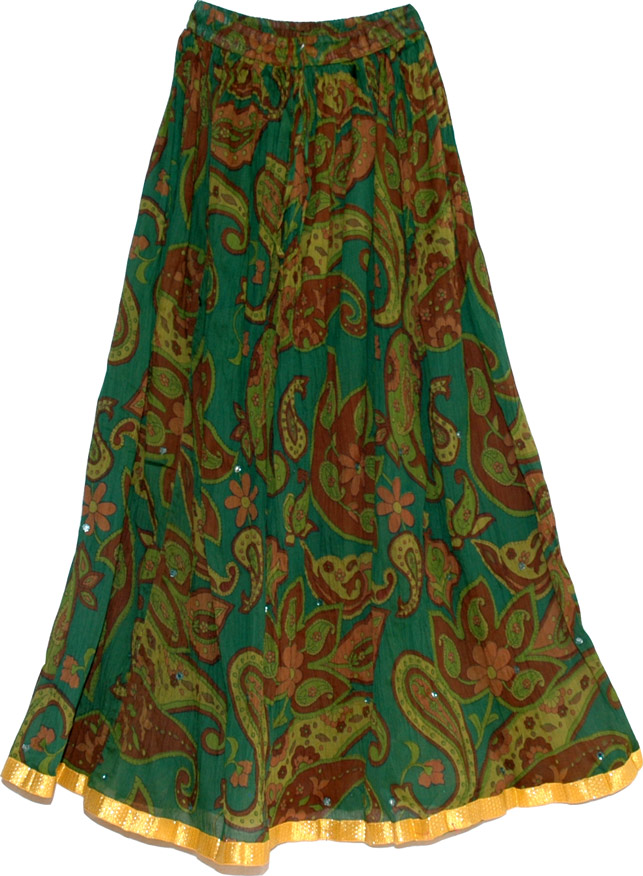 Crinkle long skirt in Como Green, Natural Dyes Long Skirt
