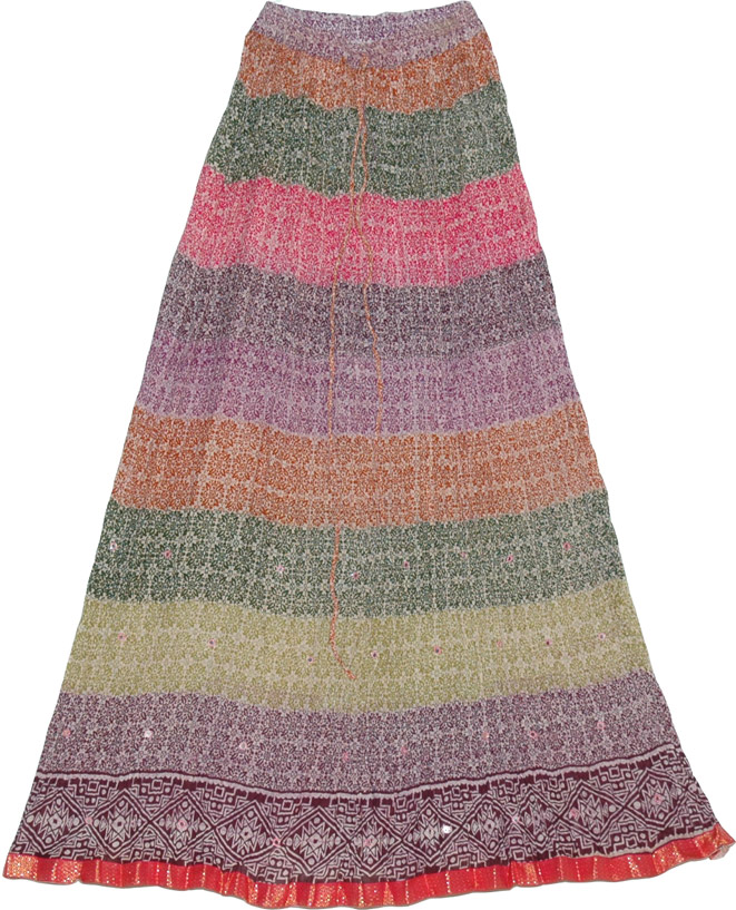 Fiesta Long Skirt, Cotton Voile Crinkled Long Skirt