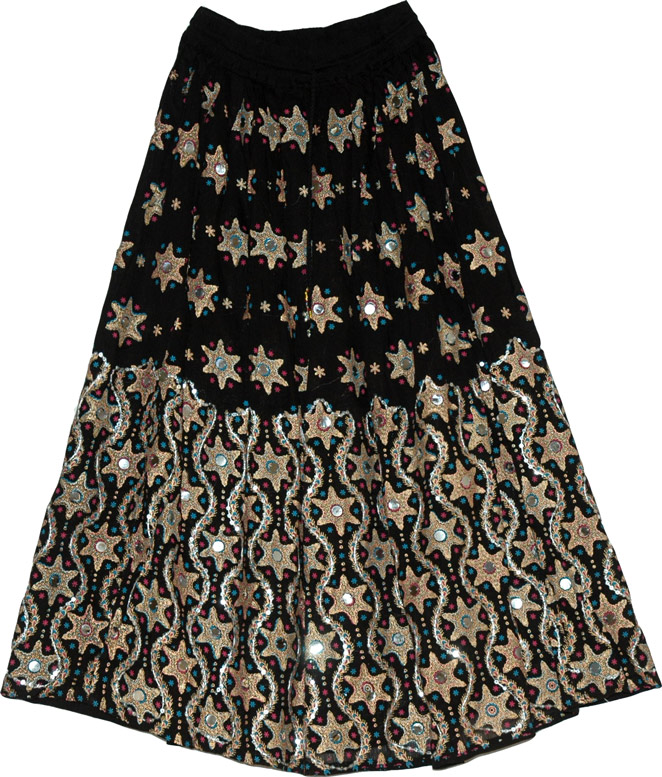 Festive Black Sequin Skirt