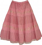 Embroidered Pink Hakoba Long Skirt