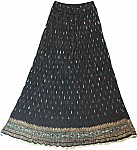 Crinkle long skirt in black [842]