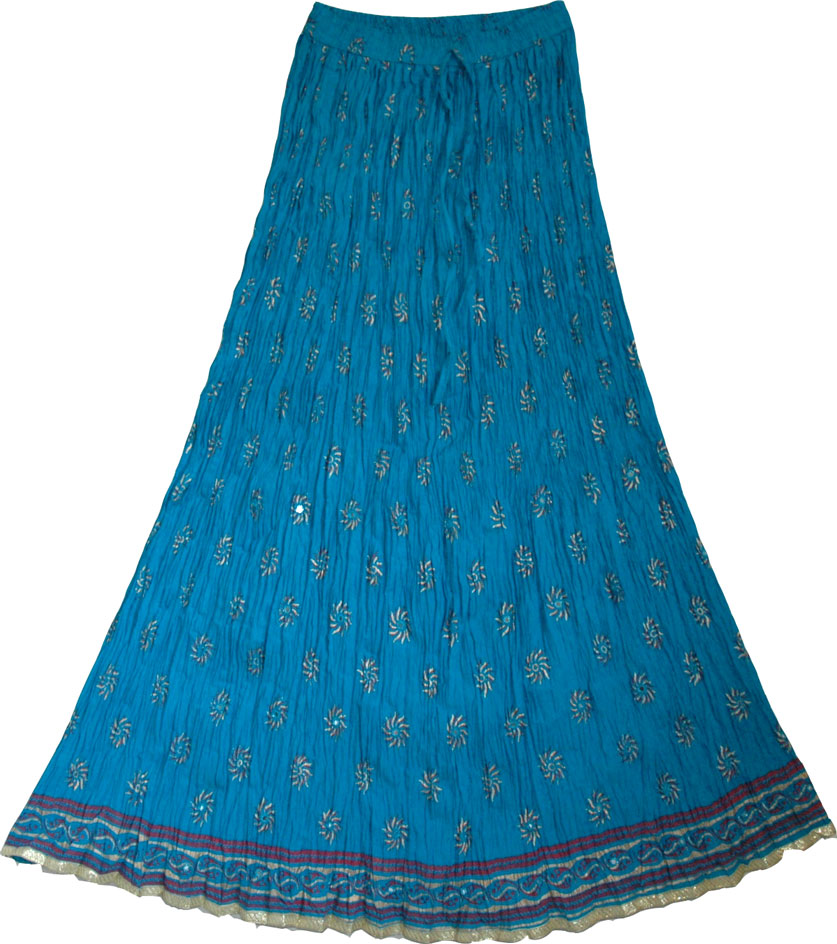 Maharaja Crinkle Long Skirt, Deep Cerulean Summer Long Skirt  