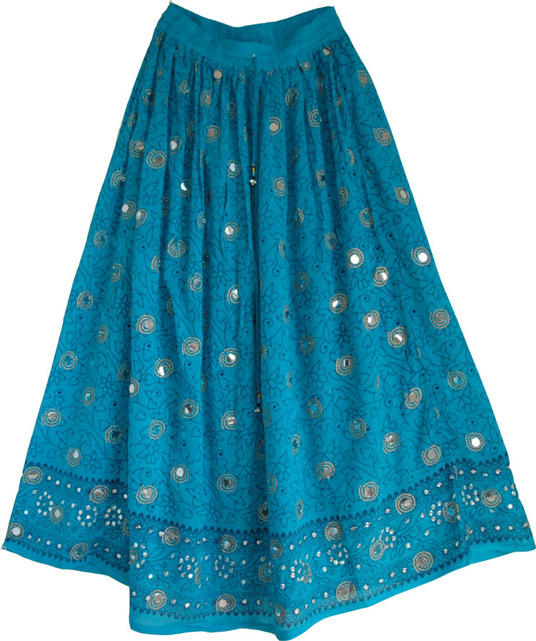 Princess festive long skirt, Bahama Blue Sequin Skirt 