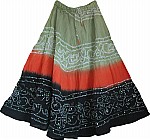 Black orange ethnic indian long skirt  [870]