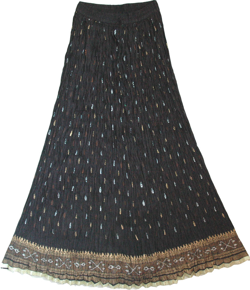 Crinkle long skirt in black, Crinkle Summer Long Skirt 