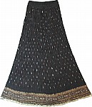 Crinkle long skirt in black [886]