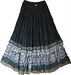 Plain black skirt with sequined border  [906]