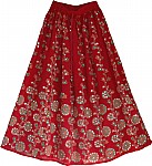 Sequined cotton long lady skirt in red [909]