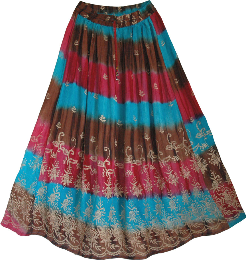 Designer summer evening party skirt , Tricolor Shaded Party Skirt