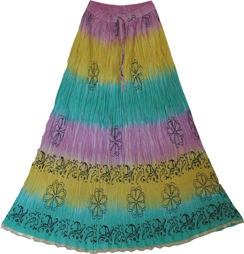 Pastel shaded hot summer day skirt, Fiesta Summer Long Skirt