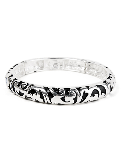 Black and silver tone bracelet, Black Bangle Bracelet 