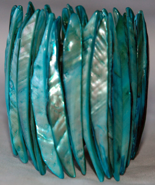 Turquoise Shell Bangle Bracelet, Turquoise Jewelry Stretch Bracelet