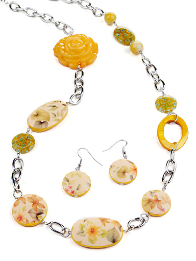 Yellow Fashion Jewelry, Yellow Beaded Necklace