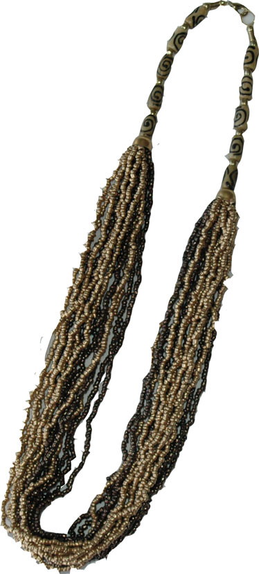 Bronze hippie jewelry, Multi Strand Beaded Necklace