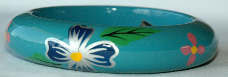 Bohemian Jewelry Bracelet, Fountain Blue Painted Bracelet