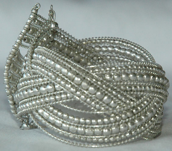 Fashion Bangle Bracelet, Silver Wired Cuff Bracelet 