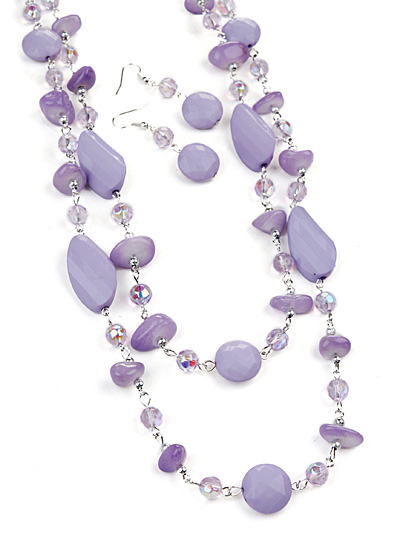 Long string purple jewelry, Beads Purple Jewelry 