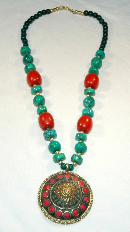 Necklace Jewelry with Medallion, Maharaja Beaded Fashion Jewelry