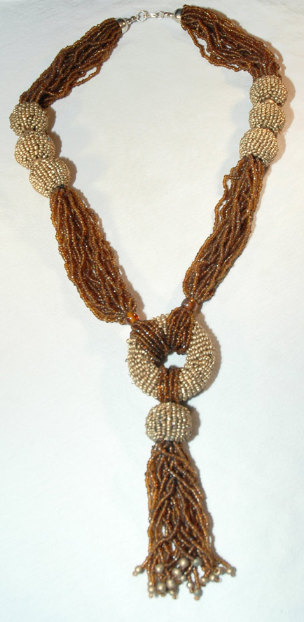 Bronze hippie jewelry, Multi Strand Beaded Necklace