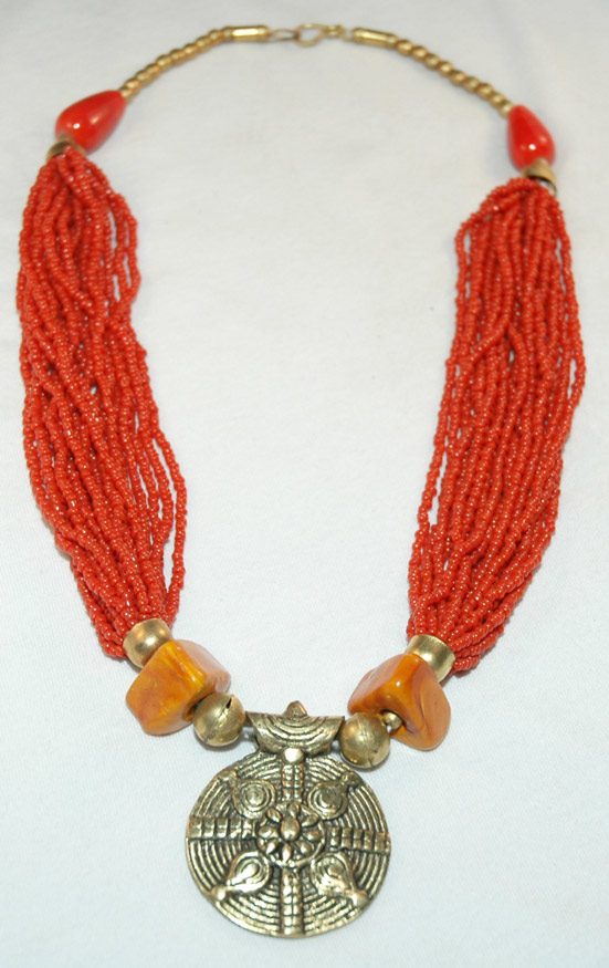 Bohemian orange pendant jewelry, Orange Gypsy Fashion Jewelry