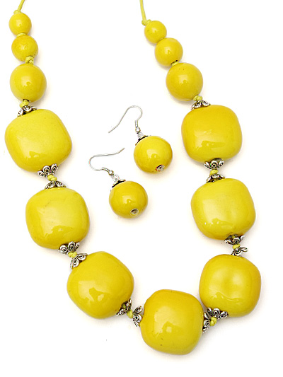 Fashion Jewelry in Yellow, Yellow Chunky Beaded Jewelry