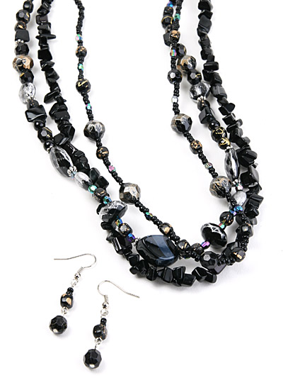 Black  beaded jewelry set, Black Fashion Jewelry 
