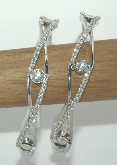 Set of 2 bangle bracelet in shiny crystal, Bracelet Set in Shiny Crystals 