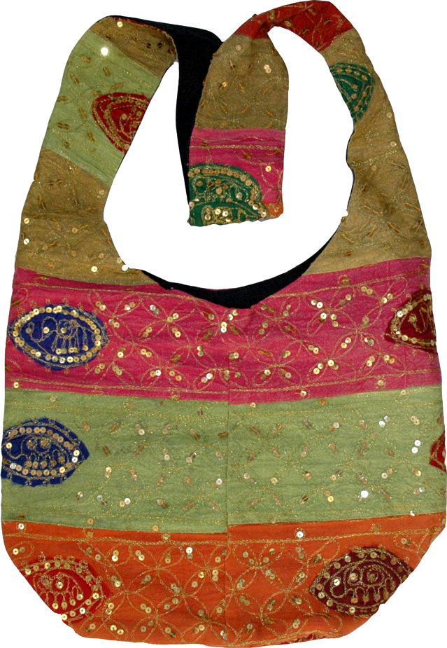 Ethnic handbag purse, Patchwork Sequined Handbag Purse