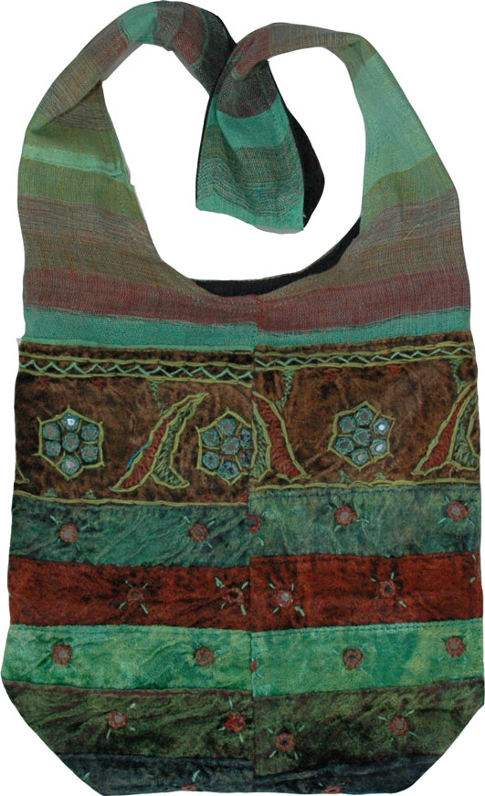 Handbag Purse in Blue Green, Fabric Ladies Handbag